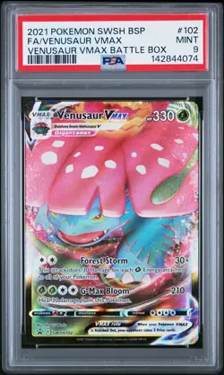 2021 POKEMON SWSH BLACK STAR PROMO #102 FULL ART/VENUSAUR VMAX PSA 9 - Image 1