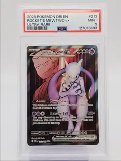 TEAM ROCKET'S MEWTWO EX 2025 POKEMON DESTINED RIVALS ULTRA RARE PSA 9 Q0004 - Image 1