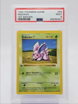 NIDORAN 1999 POKEMON GAME BASE SET 1ST EDITION COMMON Q 55/102 PSA 9 Q0004 - Image 1