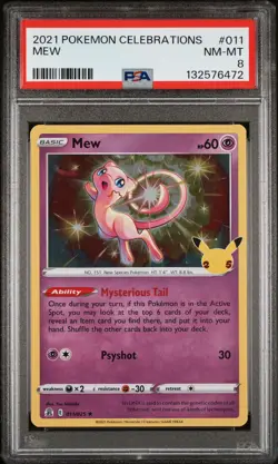 2021 POKEMON CELEBRATIONS #011 MEW PSA 8 - Image 1