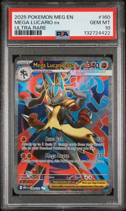 2025 POKEMON MEG EN-MEGA EVOLUTION ULTRA RARE #160 MEGA LUCARIO EX PSA 10 - Image 1
