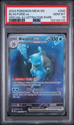 2023 POKEMON MEW EN-151 SPECIAL ILLUSTRATION RARE #200 BLASTOISE EX PSA 10 - Image 1
