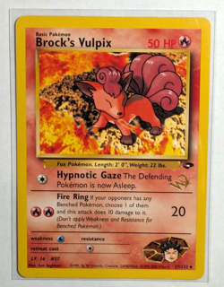 Brock's Vulpix 37/132 Gold W Stamp Uncommon Gym Challenge 2000 Pokemon NM/LP - Image 1