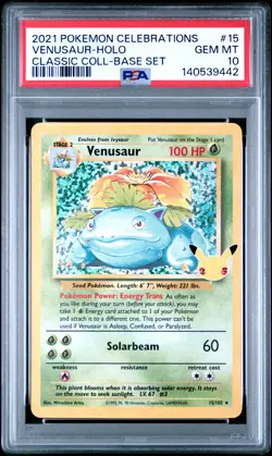 2021 POKEMON CELEBRATIONS CLASSIC COLLECTION #15 VENUSAUR-HOLO PSA 10 - Image 1