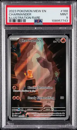 2023 POKEMON MEW EN-151 ILLUSTRATION RARE #168 CHARMANDER PSA 9 - Image 1