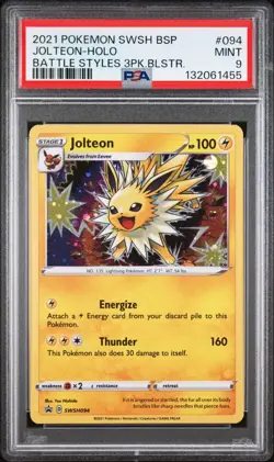2021 Pokemon Sword & Shield SWSH BSP Jolteon Holo Battle Styles #094 PSA 9 Mint - Image 1