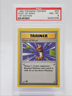 GUST OF WIND 1999 POKEMON TRAINER BASE SET 1ST EDITION COMMON 93 PSA 8 Q0004 - Image 1