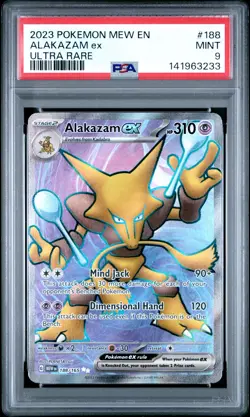 2023 POKEMON MEW EN-151 ULTRA RARE #188 ALAKAZAM EX PSA 9 - Image 1