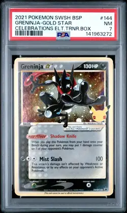 2021 POKEMON SWSH BLACK STAR PROMO #144 GRENINJA-GOLD STAR PSA 7 - Image 1