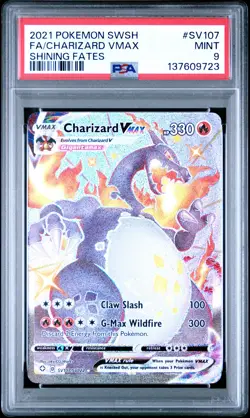 2021 POKEMON SWORD & SHIELD SHINING FATES #SV107 FULL ART/CHARIZARD VMAX PSA 9 - Image 1