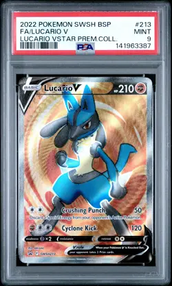 2022 POKEMON SWSH BLACK STAR PROMO #213 FULL ART/LUCARIO V PSA 9 - Image 1
