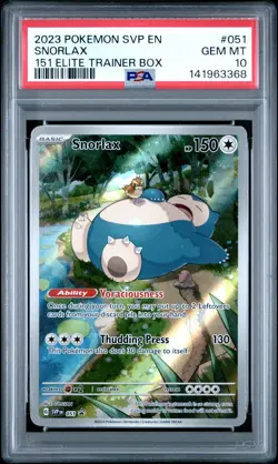 2023 POKEMON SVP EN-SV BLACK STAR PROMO 151 ELITE TRAINER BOX SNORLAX PSA 10 - Image 1