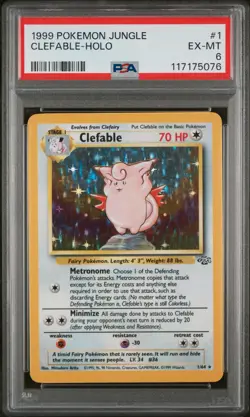 1999 Pokemon Jungle #1 Clefable-Holo PSA 6 - Image 1