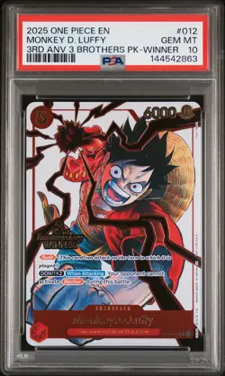 2025 ONE PIECE 3RD ANV TOURNAMENT 3 BROTHERS PACK WINNER MONKEY D. LUFFY PSA 10 - Image 1