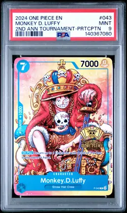 2024 ONE PIECE PROMOS 2ND ANV TOURNAMENT-PARTICIPATION MONKEY D. LUFFY PSA 9 - Image 1