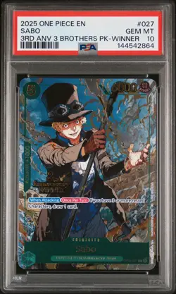 2025 ONE PIECE 3RD ANNIV TOURNAMENT 3 BROTHERS PACK WINNER #027 SABO PSA 10 - Image 1
