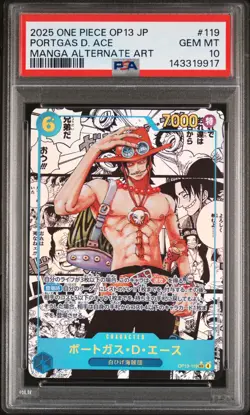 2025 ONE PIECE JPN CARRYING ON HIS WILL MANGA ALT ART PORTGAS D. ACE PSA 10 - Image 1