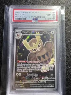 PSA 10 Noctowl Pokemon Center ETB Stellar Crown 2024 Pokemon Card #141 - Image 2
