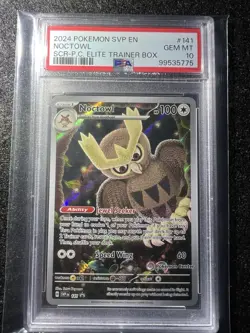 PSA 10 Noctowl Pokemon Center ETB Stellar Crown 2024 Pokemon Card #141 - Image 3