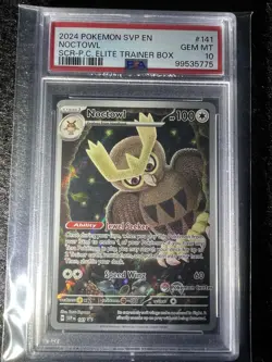 PSA 10 Noctowl Pokemon Center ETB Stellar Crown 2024 Pokemon Card #141 - Image 4