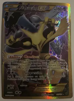 Pokemon Alakazam EX Secret Rare Full Art Holo 125/124 Card HEAVILY PLAYED/DAMGED - Image 1