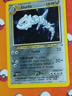 Pokemon TCG Steelix Neo Genesis Holo Rare Card 15/111 - Image 1