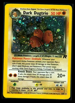 Pokemon Dark Dugtrio TCG Holo Card 6/82 Unlimited Team Rocket LP+ - Image 1