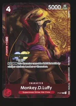 One Piece Card Game P-007 Monkey.D.Luffy English CHAMPIONSHIP STAMP MINT - Image 1
