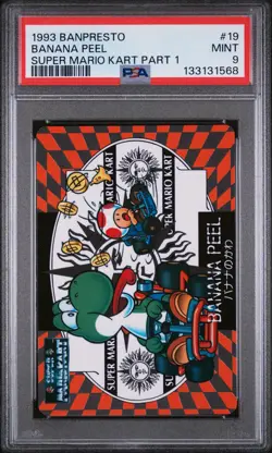 1993 BANPRESTO SUPER MARIO KART PART 1 #19 BANANA PEEL PSA 9 - Image 1