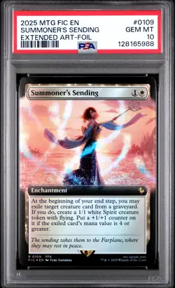 2025 MTG FINAL FANTASY COMMANDER EXTENDED ART-FOIL SUMMONER'S SENDING PSA 10 - Image 1
