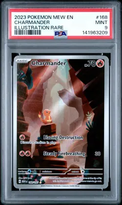 2023 POKEMON MEW EN-151 ILLUSTRATION RARE #168 CHARMANDER PSA 9 - Image 1