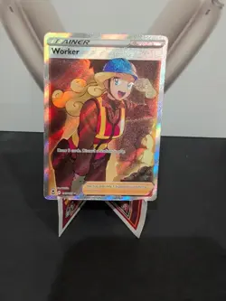 Pokemon TCG Worker 195/195 Silver Tempest Full Art Trainer Ultra Rare Holo - Image 5