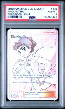 2018 POKEMON SUN & MOON FORBIDDEN LIGHT #130 FULL ART/DIANTHA PSA 8 - Image 1