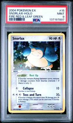 2004 POKEMON EX FIRE RED & LEAF GREEN #15 SNORLAX-HOLO PSA 9 - Image 1