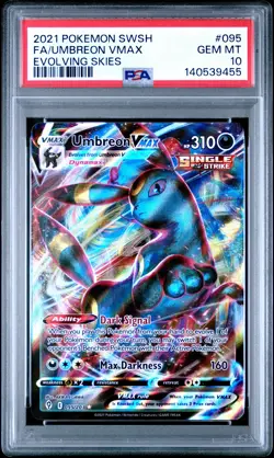 2021 POKEMON SWORD & SHIELD EVOLVING SKIES #095 FULL ART/UMBREON VMAX PSA 10 - Image 1