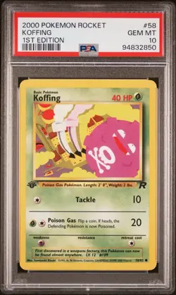 Koffing - 2000 Team Rocket 🔥 1st Edition PSA 10 🔥 GEM Vintage Pokemon B15 - Image 2