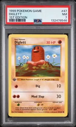 1999 POKEMON BASE SET 1ST EDITION #47 DIGLETT PSA 7 - Image 1