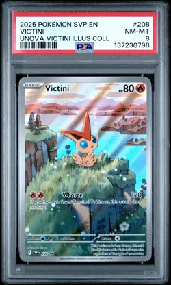 2025 POKEMON SVP PROMO UNOVA VICTINI ILLUSTRATION COLLECTION #208 VICTINI PSA 8 - Image 1