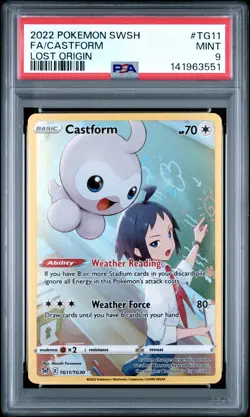 2022 POKEMON SWORD & SHIELD LOST ORIGIN #TG11 FULL ART/CASTFORM PSA 9 - Image 1