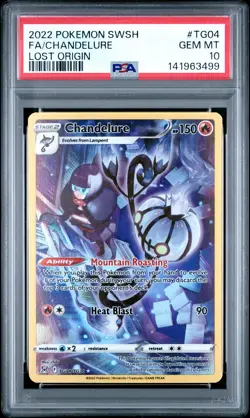 2022 POKEMON SWORD & SHIELD LOST ORIGIN #TG04 FULL ART/CHANDELURE PSA 10 - Image 1