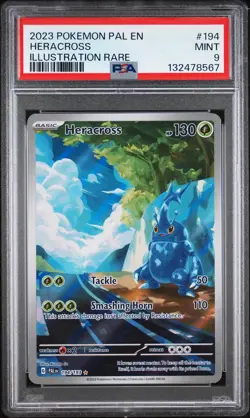 2023 POKEMON PAL EN-PALDEA EVOLVED ILLUSTRATION RARE #194 HERACROSS PSA 9 - Image 1