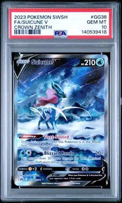 2023 POKEMON SWORD & SHIELD CROWN ZENITH #GG38 FULL ART/SUICUNE V PSA 10 - Image 1