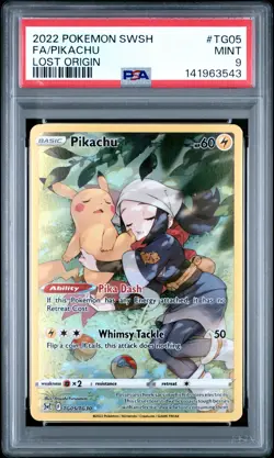 2022 POKEMON SWORD & SHIELD LOST ORIGIN #TG05 FULL ART/PIKACHU PSA 9 - Image 1