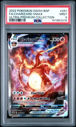 2022 POKEMON SWSH BLACK STAR PROMO #261 FULL ART/CHARIZARD VMAX PSA 9 - Image 1
