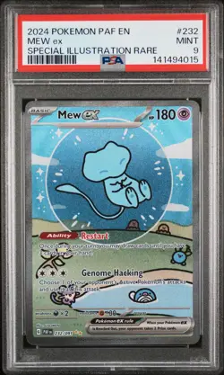 2024 POKEMON PAF EN-PALDEAN FATES SPECIAL ILLUSTRATION RARE #232 MEW EX PSA 9 - Image 1