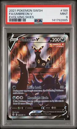 2021 POKEMON SWORD & SHIELD EVOLVING SKIES #189 FULL ART/UMBREON V PSA 9 - Image 1