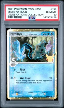 2021 POKEMON SWSH PROMO CELEBRATIONS COLLECTION #136 MIMIKYU-HOLO PSA 10 - Image 1