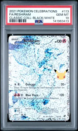 2021 POKEMON CELEBRATIONS CLASSIC COLLECTION #113 FULL ART/RESHIRAM PSA 10 - Image 1