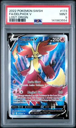 2022 POKEMON SWORD & SHIELD LOST ORIGIN #173 FULL ART/DELPHOX V PSA 9 - Image 1