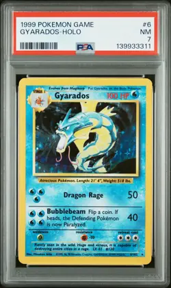 1999 POKEMON BASE SET UNLIMITED #6 GYARADOS-HOLO PSA 7 - Image 1